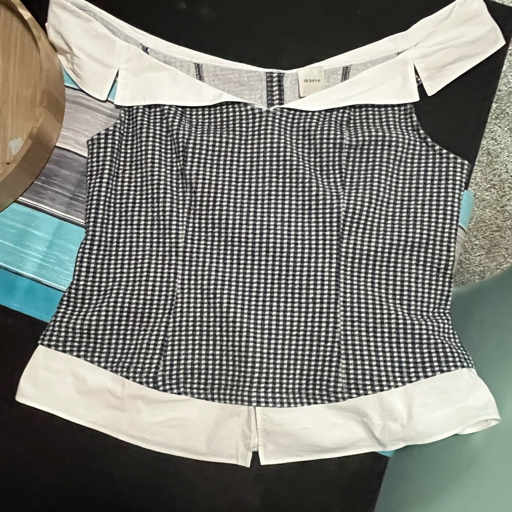 Maeve Monochrome Checkered Blouse
